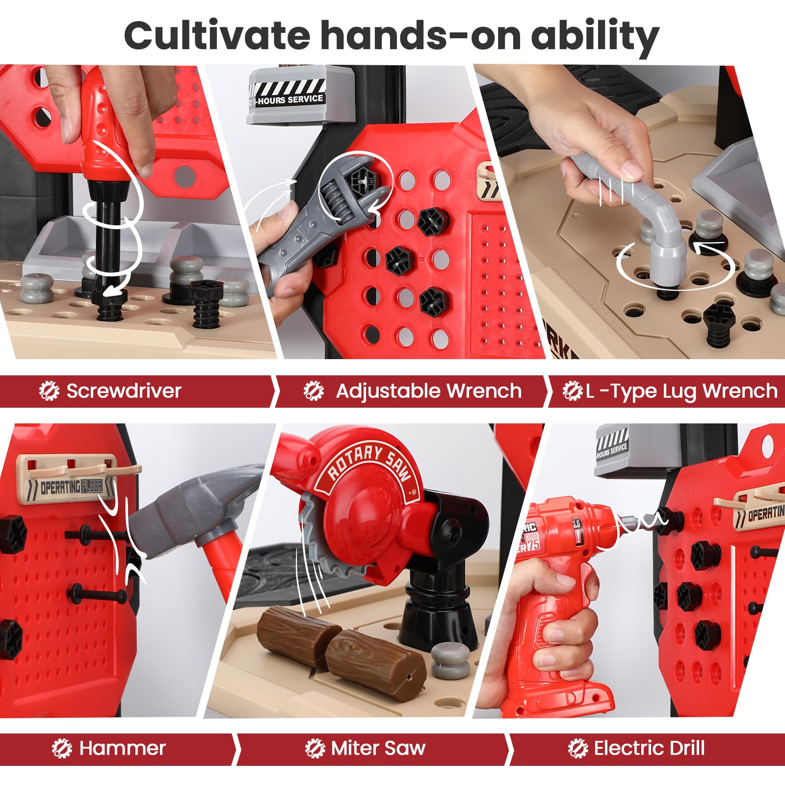 Amazon | 電動ドリルとリアルなツールを備えた子供用ツールベンチ